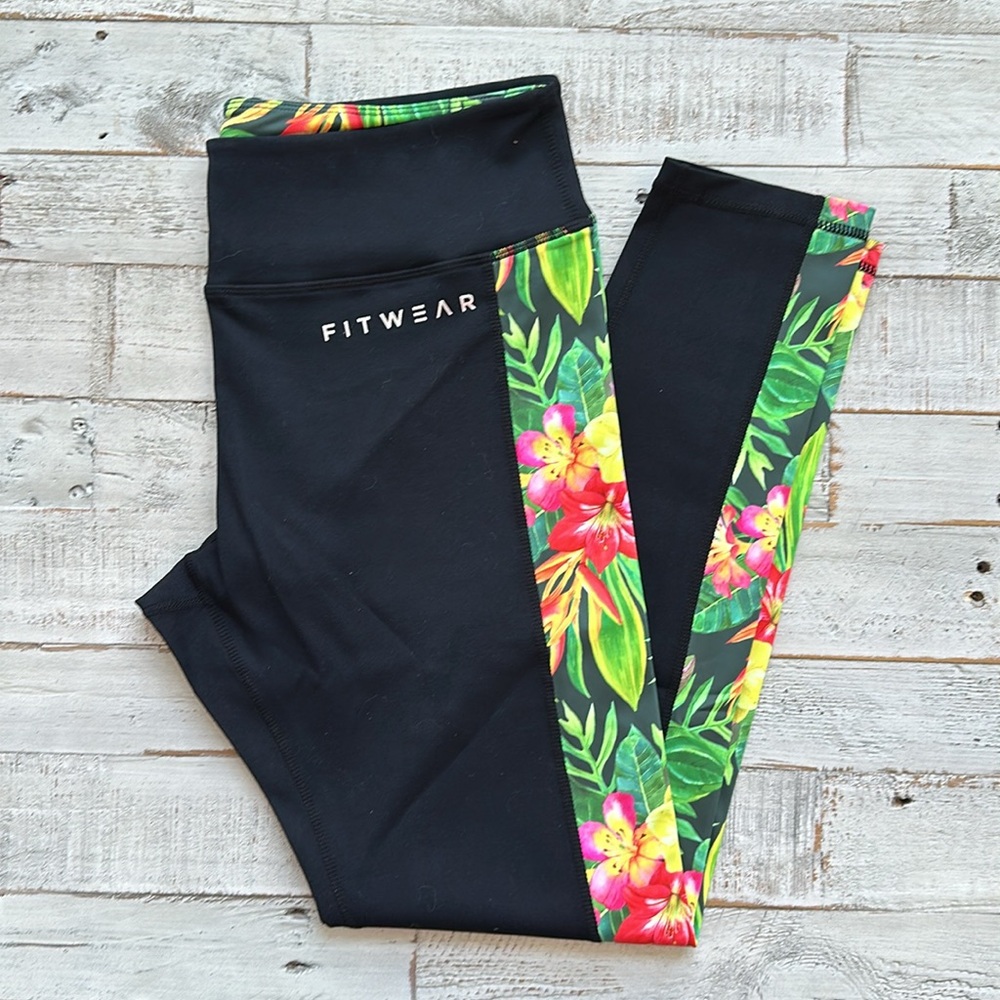 FITWEAR Side Panel Leggings Tropical Floral NWT